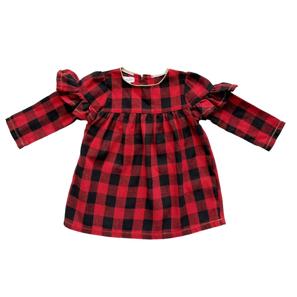 Mud Pie Buffalo Check Flannel Dress Size 9-12m